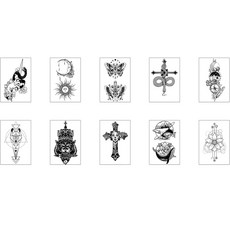 時尚手臂脖子背部等紋身貼紙10款組合, J-04, 1套