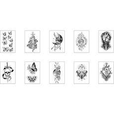 時尚手臂脖子後背等紋身貼紙10款組, J-03, 1套