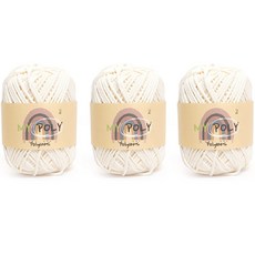 samnamtteugaesil My Poly 編織線 120g, 02 象牙白, 3個