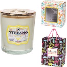 Stefano Candle 蠟燭+金鏡+禮盒+購物袋 標準罐套裝, 檸檬和茉莉花, 混色