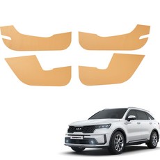 MAYTON 原廠 皮革 防刮 車門保護蓋 SC M186-8J, 起亞 Sorento MQ4, 鞍褐色