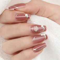 Day Soy 水晶藝術美甲片 人造指甲 24片組, 10 玫瑰珍珠, 1個