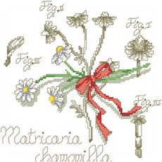 家居裝飾雛菊十字繡設計 + 布料 + 線 + 針 2p 套組, 混色, 1組