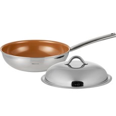 EDELKOCHEN 三層Easy Prism壓花陶瓷銅色炒鍋 28cm + 鍋蓋組, 28 x 9 厘米, 1套
