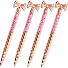 moong9 閃亮蝴蝶結原子筆, 混色, 4個