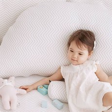 아리베베 아동용 지그재그 쿨 빅사이즈 알래스카 반달 냉감 등쿠션 솜 + 커버 세트, 베이지