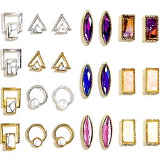 메이브라운 스톤 대리석 프레임 파츠 네일 12종 세트, 혼합색상, 1개