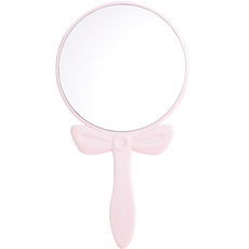 Double J 便攜式蝴蝶結圓形手拿鏡, 象牙白, 1個