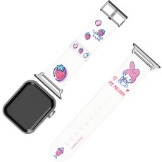 스토리너스 산리오 애플워치 스트랩 42 / 44 / 45 mm, 마이멜로디 과일(화이트 + 핑크), 1개