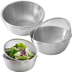 Ribbon J 不鏽鋼計量攪拌碗 3 種 + 篩子 3 種套裝, 單一顏色