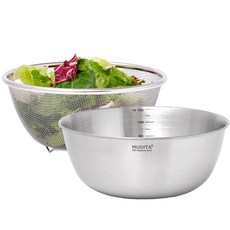 Ribbon J 不鏽鋼量杯攪拌盆濾網組, 單一顏色, 1套