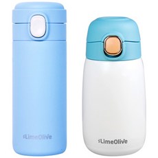 LIMEOLIVE Muted Pastel+Compact保溫保冷瓶組, 天藍色、青色