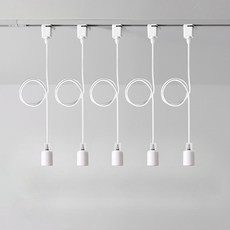 天使照明球型燈座吊燈軌道燈具, 白色, 5個