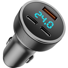 River Fox 車用3孔高速快充點菸器, 銀色, 單一商品