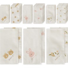 BABY&I 嬰幼兒用無螢光純棉手帕 10入 x 3款組合