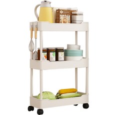 마이닝 클래식 다용도 트롤리 수납선반, 화이트, 3단