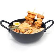 硬質雙耳火鍋湯鍋, 黑色, 中(直徑215mm*高85mm)