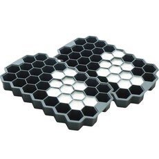 六角形六角矽膠37格製冰盒, 灰色, 2套