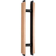 強化玻璃門把手 340 方形 H型 橡木黑, 1個