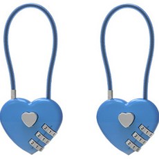 TravelCube 愛心不鏽鋼塗層鋼纜3位密碼鎖 藍色, 2個