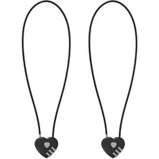 TravelCube 愛心不鏽鋼塗層長鋼纜3位密碼鎖 黑色 50cm, 2個