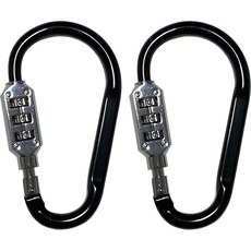 TravelCube 彩色登山扣 3位密碼鎖 特大號 黑色, 2個