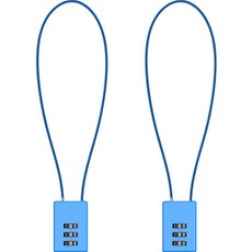 TravelCube 方形不鏽鋼塗層長鋼纜3位密碼鎖 藍色 50cm, 2個