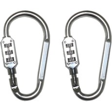 TravelCube 彩色登山扣 3位密碼鎖 中型 銀色, 2個