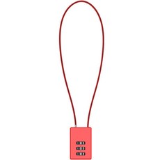 TravelCube 方形不鏽鋼塗層長鋼纜3位密碼鎖 紅色 50cm, 1個