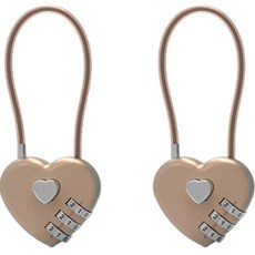 TravelCube 愛心不鏽鋼塗層鋼纜3位密碼鎖 金色, 2個