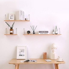 Mabel In Home 室內裝飾鋼木壁掛式層架3件組, 原木色, 1層