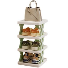 ReadyBox 善用空間多用途四層鞋架, 綠色 + 白色, 1個