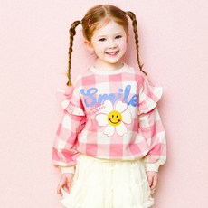 HEJMINI 女童款甜美花朵圖案荷葉邊上衣