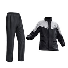 River Fox 摩托車防水上下身套裝, 黑色 + 灰色