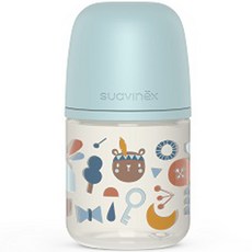suavinex 蘇維妮 新生兒用安心玻璃奶瓶, 森林藍, 1個, 120ml