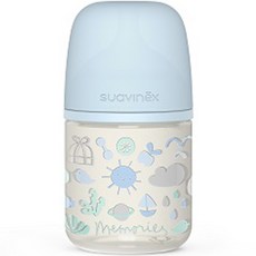 suavinex 蘇維妮 新生兒用安心玻璃奶瓶, 回憶藍, 1個, 120ml