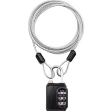 TravelCube 不鏽鋼塗層鋼纜 1.5m + 3位密碼鎖套組 黑色, 1套