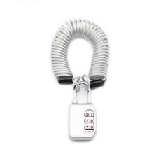 TravelCube 不鏽鋼塗層線圈電纜 2.5m+3位數密碼鎖 銀色組, 1組