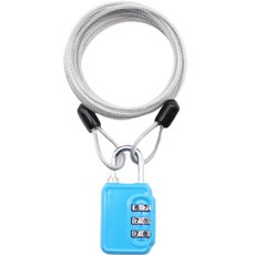 TravelCube 不銹鋼塗層鋼纜 2.5m + 3位數密碼鎖 藍色套組, 1套