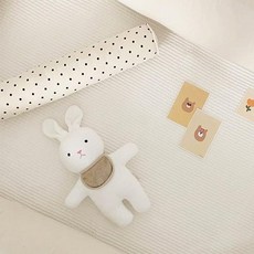 my little daisy 幼兒用人造絲涼感墊 人造絲緩衝床墊+固定橡皮筋, 1個, 象牙色+白色