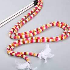 BUTU PET 貓咪長羽毛毛毛蟲羽毛釣竿玩具, 2個, 混合顏色
