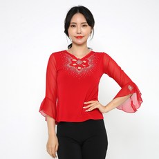 dancedome 正面菱形花朵T恤 LDT24000, 紅色