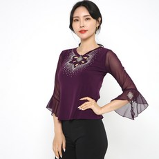 dancedome 商城 前菱形花朵上衣 LDT24000, 墨紫色