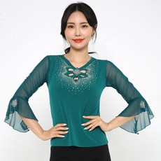 dancedome 商城 前菱形花朵T恤 LDT24000, 青綠