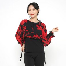 dancedome Mol喇叭花披肩T恤 LDT26800, 紅色的