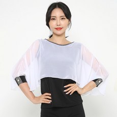 dancedome 商城七分袖網紗T恤 LDT8700, 白色