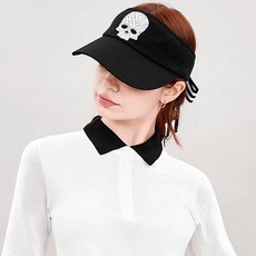 luxgolf 女性骷髏蝴蝶結遮陽高爾夫球帽, 黑色