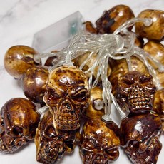 Vivacell 萬聖節LED棕色骷髏裝飾燈 20球, 暖白色(Warm White), 1個