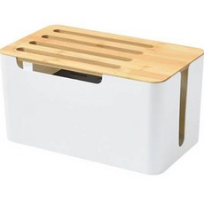 ReadyBox 簡約木蓋分享器延長線電線整理盒, 白色