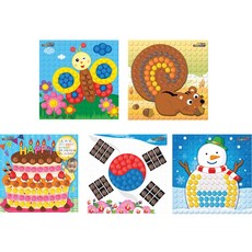 PLAYCORN 馬賽克5件組系列2, 蝴蝶, 松鼠, 蛋糕, 太極旗, 雪人, 1套